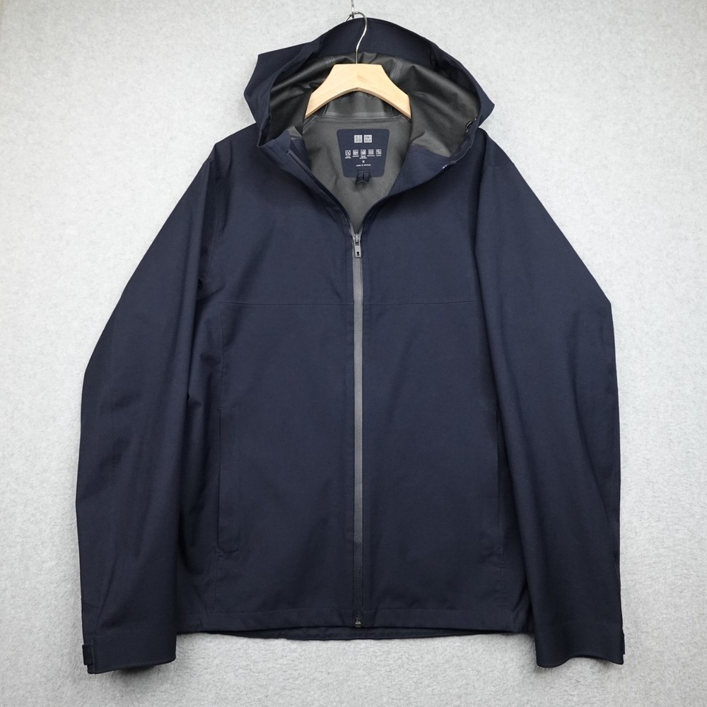 UNIQLO BLOCKTECH Jacket (3D Cut) Mens Medium Navy Blue Full Zip Windbreaker